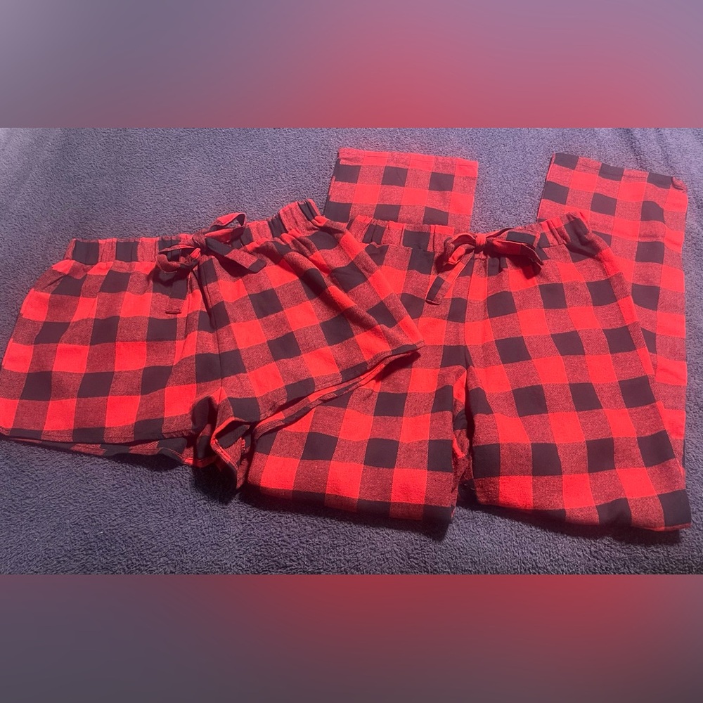 Woman’s Red and Black Checkered Pajama Bottoms bundle Size M-L